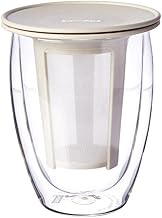 BODUM K11153-913 Double Wall Glass with Tea Strainer, 0.35L