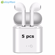 GutsyMan Wholesale 5 pcs i7s TWS Mini Wireless Bluetooth Earphones Stereo Earbuds Headsets With Charging Box retail package