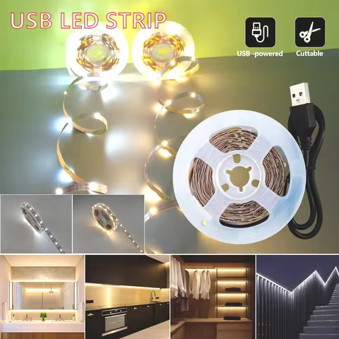 Usb-Powered Led Strip Light 2835, 5V Single White, Space-Themed Mirror Background, Can Be Cut, for B