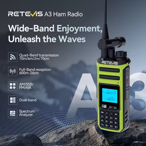Retevis A3 Ham Quad Band Walkie Talkie UHF VHF Transmit HF Receive Support AM/SSB/FM/CW VOX 2500mAh 