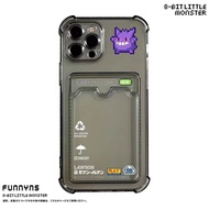 [G-Plus Studio] Little Monster Transparent Black Card Case Phone Case iPhone15 Shock-resistant Phone Case Cartoon i14 Pro max Can Hold Photos 13 Transparent Soft Case