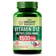 Vlado's Himalayan Organics Methylcobalamin Vitamin B12 1500mcg plement for Men & Women - 90 Veg Tabl