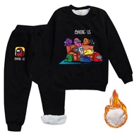 ท่ามกลาง Us ชุดวิ่งแขนยาวสำหรับเด็กผู้ชายชุดกันหนาวผ้าคอตตอนกันหนาวบุสองชั้นผ้าหนาอุ่น8444สำหรับฤดูห