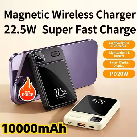 10000mAh Magnetic Wireless Charger 22.5W Power Bank External Battery Fast Charging Power Bank for IP