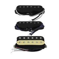 FLEOR 3PCS Vintage Alnico 5 Humbucker Pickup & Staggered Top Single Coil Pickups 52mm for SSH HSS Gu