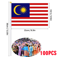 READY STOCK 100PCS Malaysia Hand Flag Jalur Gemilang Bendera Tangan Kecil Merdeka School Parade Whol