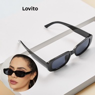Lovito Casual Sunglasses Plain Sequare Frame Classic Aesthetic Sunglasses Glasses With Box for Women
