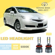 2PCS FOR TOYOTA wish 2003-2017 H11  LED Super Bright Hi/Lo Beam Headlamp Lamp LED Headlight Bulb White Light