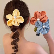 2024 New Style Flower Ponytail Telephone Line Hair Tie Headband Female High-End Braided Hair Band Ha