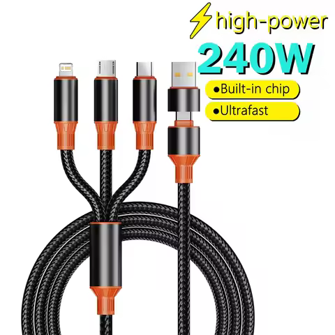 240W 4 in 1 USB Type C Cable for iPhone 14 Pro Max 3 in 1 USB Charging Cable 2 in 1 Micro Cable for 