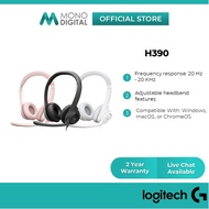 Logitech H390 Wired USB Type-A Stereo On Ear Headset - Noise Cancellation Microphone / In Line Contr