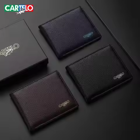 CARTELO wallet men's leather short style new top layer crocodile wallet integrated card bag thin lea