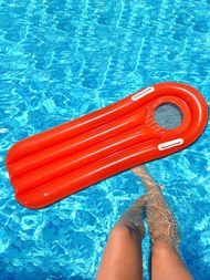 1入組夏季PVC充氣漂浮板，戶外沙灘趴踢玩具，衝浪板水上運動浮板（紅色）