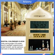 《penstok》 Digital Prayer Clock World Time Wall Clock Digital Azan Prayer Clock with Lcd Display World Time Temperature Alarm Home Office Decor