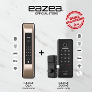 [Door + Gate] EAZEA Ola Digital Door Lock + EAZEA Duo-G Digital Gate Lock | 5 IN 1 | PIN Code, RFID Access, Fingerprint, Key, Wi-Fi | 100% Made in Korea | 2 Years Onsite Warranty | 1000+ 5 Star Reviews | HDB Door, HDB Gate | Synchronised Locks