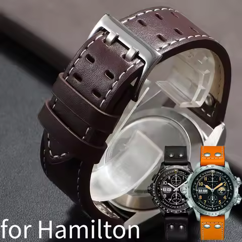 20MM 22mm leather watch band for Hamilton KHAKI AVIATION H77506540 H77736733 Replace Wristbands Men'