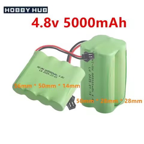 4*1.2v AA 5000mah 4.8v NiMH Rechargeable Battery For RC Cars Robots Tanks Gun Rc Boats Parts With SM