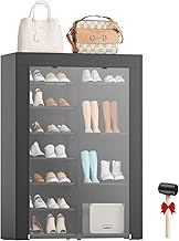 LVNIUS Shoe Rack With Covers Shoes And Boots Organizer Shoe Closet 8-Tier 22-26 Pairs, Large Shoe Organizer Cabinet,Tall Closed Shoe Storage Rack For Garage Bedroom,Mueble Para Zapatos