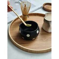 Black Polka Dot Matcha Bowl With Spout Design, Handmade Polka Dot 3.5 Inch Mini Matcha Bowl, Perfect