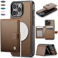 Magsafe Magnetic Leather Wallet Card Phone Case for iPhone 17 Air 16E 16 15 Pro Max 14 Plus 13 12 11
