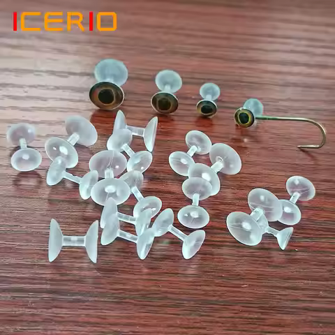 ICERIO 30PCS Fishing Fly Tying Weightless Dumbbell Eyes Material 6mm 8mm 10mm 3D Realistic Resin Eye