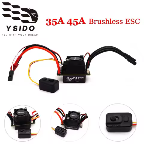YSIDO 35A 45A Waterproof Brushless ESC 2-3S 5V/2A Electronic speed control for RC Car On-road Buggy 