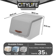 Citylife 35L Front Opening Container Box Stackable Storage Box With PU Leather Handle X-6322