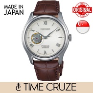 [Time Cruze] Seiko SSA413J Presage Automatic Zen Garden Open Heart Japan Made Calf Leather White Dial Men Watch SSA413