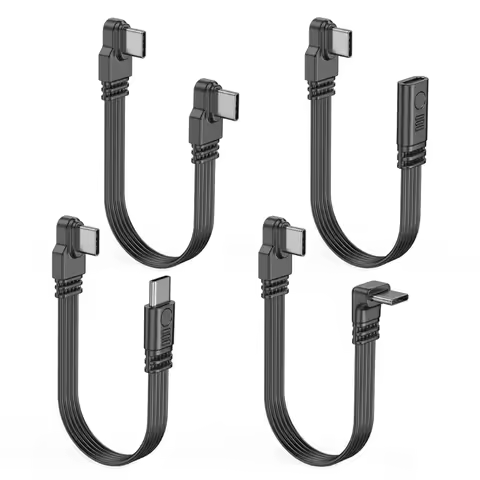 Elbow/Straight Head Type C Data Cable 45W Fast Charging Cord Wire Support 4K Video & 480Mbps Data Tr