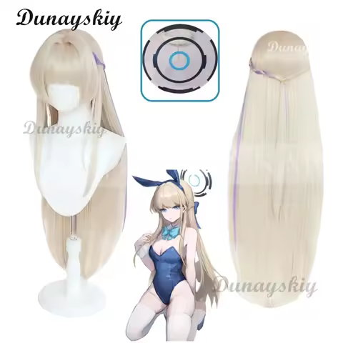 Anime Game Blue Archive Cosplay Wig Halo Headwear Asuma Toki Bunny Girls Long Blond Hair Halloween C