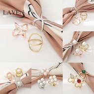 LAVEN Fashion Pearl Scarf Ring Buckle Muslim Hijab Tudung Clips For Shawl Neckerchief Silk Scarf Bro