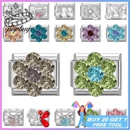 Colorful Diamond Flowers Italian Charm Bracelet Fit 9mm Stainless Steel Bracelet Jewelry Making Acce