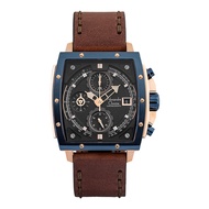Jam Tangan Pria Alexandre Christie Chronograph AC 6376 MC LURBA Black Dial Brown Leather Strap