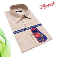 Áo sơ mi nam vạt bầu, tay dài trơn Amazing, form truyền thống, vải KT sợi tre, nhiều màu, size đại t