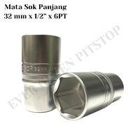 MATA Tekiro Long Socket Wrench 32mm 1/2 inch 6PT Deep Wall Socket 32mm 1/2" 6PT