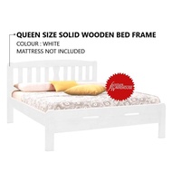 FW31 Queen Size Solid Wood Wooden Bed Frame - White Colour