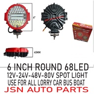 J01S13 SPOT LIGHT ROUND 68LED WHITE 12V-24V-48V-80V RED COVER