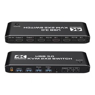 2x2 HDMI KVM Switch 4K 60Hz Dual Monitor KVM HDMI Extended Display B KVM Switcher 2 in 2 out for 2 Computers Share 2 Mon