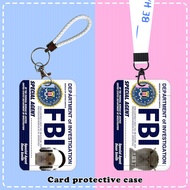lanyard card lanyard card holder FBI Crooked Mouth Kitten Cute Student Slide Card Holder Food Card B