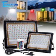 LED RGB Light Flood Light AC220V/DC12V 50W 100W White/Warm/RGB with 24Key Remote Street Spotlight IP