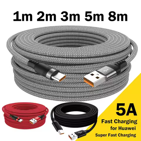 USB Type C Cable 5A Super Fast Charge Cable For Huawei 1m 3m 5m 8 Meter USB C Extension Cable for Sa
