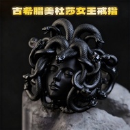 Queen's Value Ring Jewelry Medusa Coin High-Face Art Temperament Ring Retro Index Finger Ancient Gre