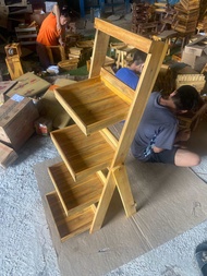 Kệ gỗ 4 tầng trưng bày D40 N30 C120 cm sơn màu Teak