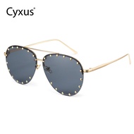 Cyxus Frameless แว่นกันแดดสำหรับผู้หญิงผู้ชายพังค์ Rivet Shades แฟชั่นคางคก Shades กรอบโลหะ Sunnies 