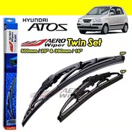 Hyundai Atos Aero Wiper (AW) Blade 1 PAIR ECONOMY TWIN Set (U-Hook Type) (16'/20') 1PAIR