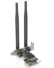 WAVLINK BE6500 Wi-Fi 7 PCIe Adapter with BT 5.4 Heatsink & LP Bracket External antenna base with BE6