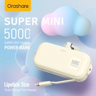 Orashare PNC05 5000mAh Mini Powerbank Portable Fast Charge Built-In Cable For Mobile Phones