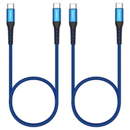 SUNGUY 60W USB C to USB-C Cable, [2Pack, 2FT/0.6M ] Type C to C Fast Charger Cable for iPhone 15 Plu