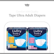 (Carton Deal) LivDry Trusty Slip Tape Ultra Adult Diapers - Size M / L