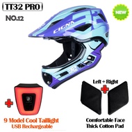CIGNA TT32 PRO 2022 New Kids Full Face Helmet Casco Mtb USB Light Detachable Children Bicycle Cyclin